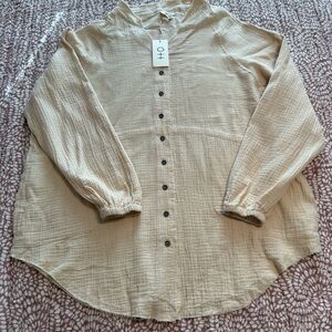Oversized Muslin Cream Button Down Top